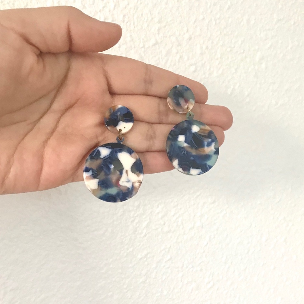 Blue marbled acrylic earrings